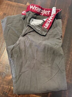 Wrangler Men's Dark Gray Chinos with Red Branded Waistband